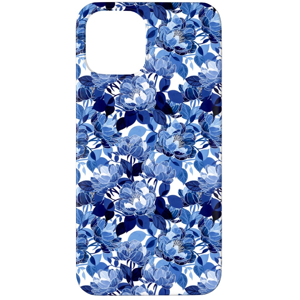 Chintz Peonies - Blue Phone Case, Silicone Liner Case, Matte, iPhone 12 Pro, Blue, True Blue
