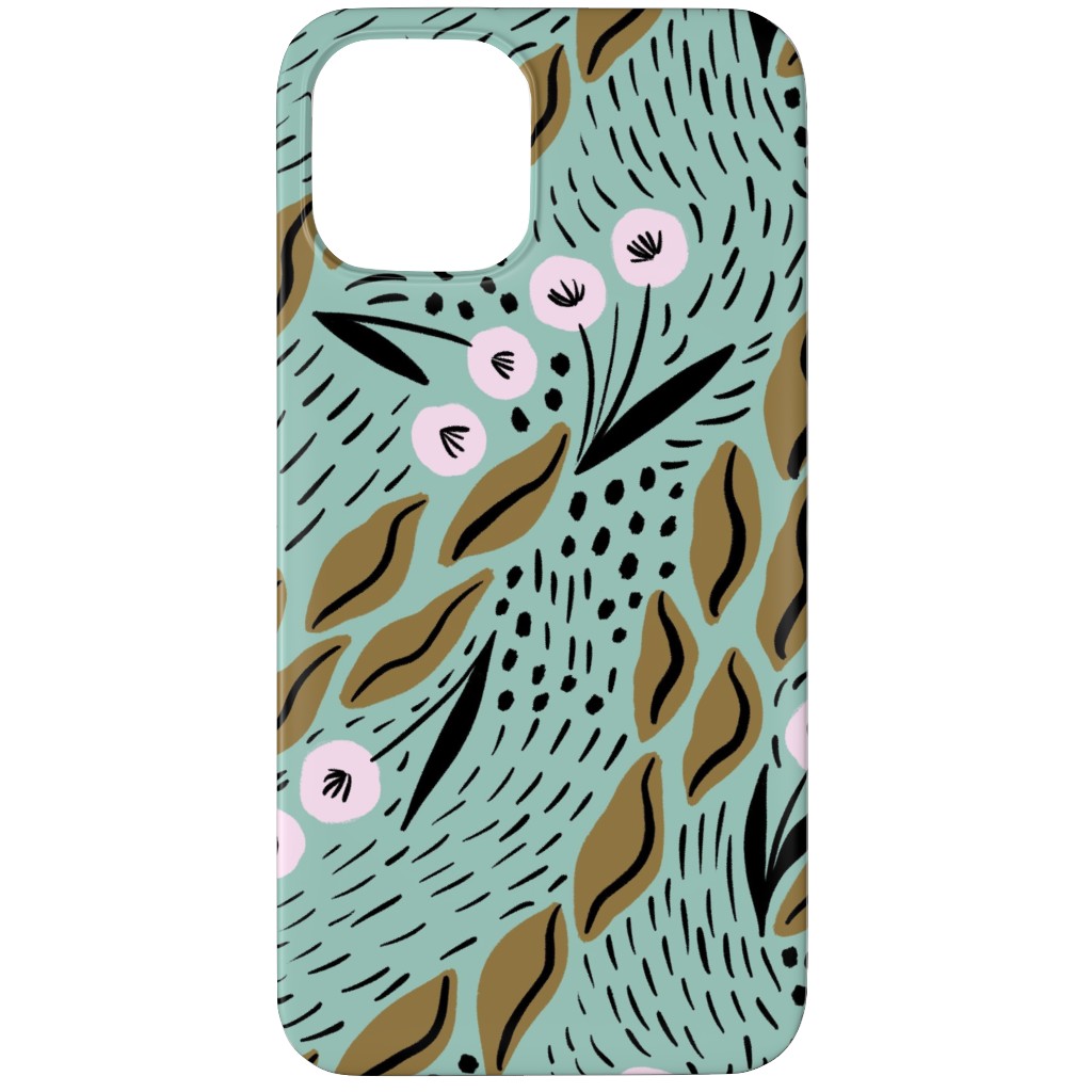 Flower Patch Lane on Mint Phone Case, Silicone Liner Case, Matte, iPhone 12 Pro, Green