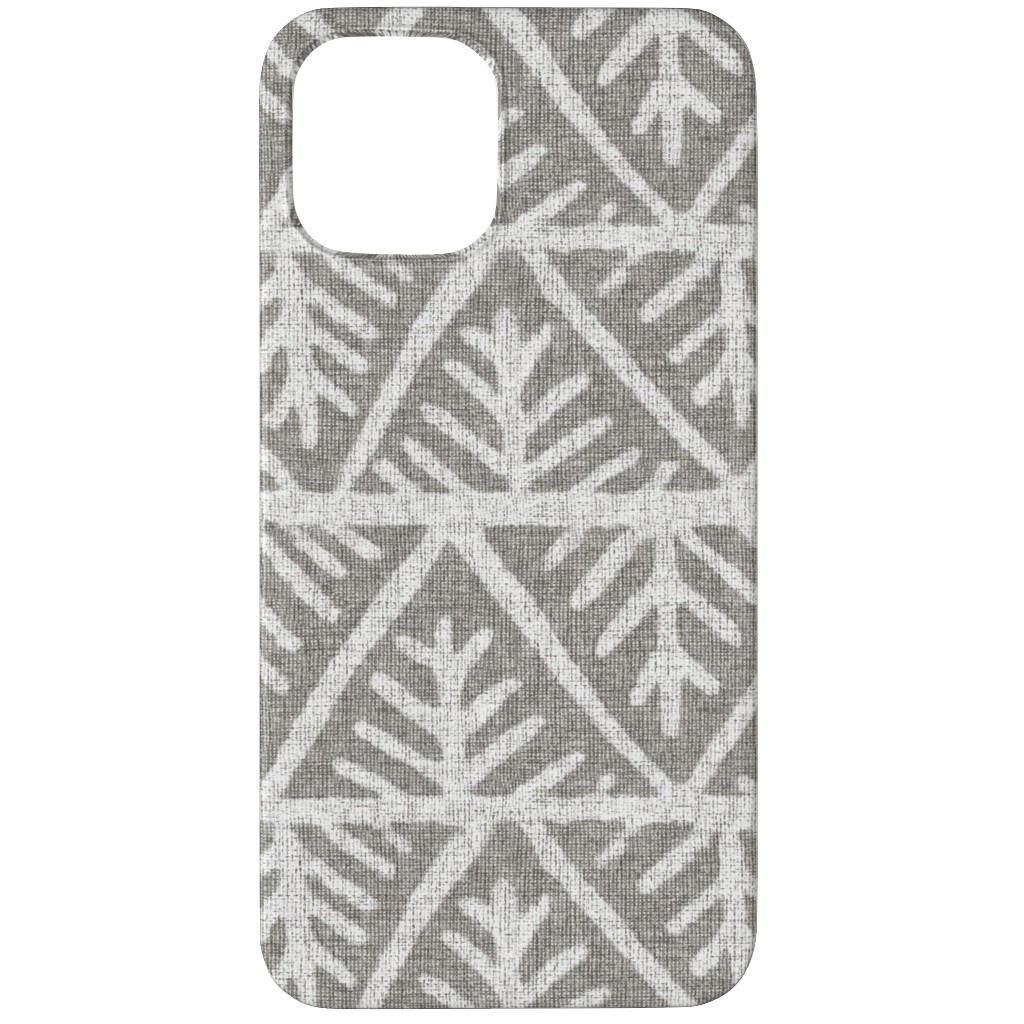 Textured Mudcloth Phone Case, Silicone Liner Case, Matte, iPhone 12 Pro, Gray, Silver