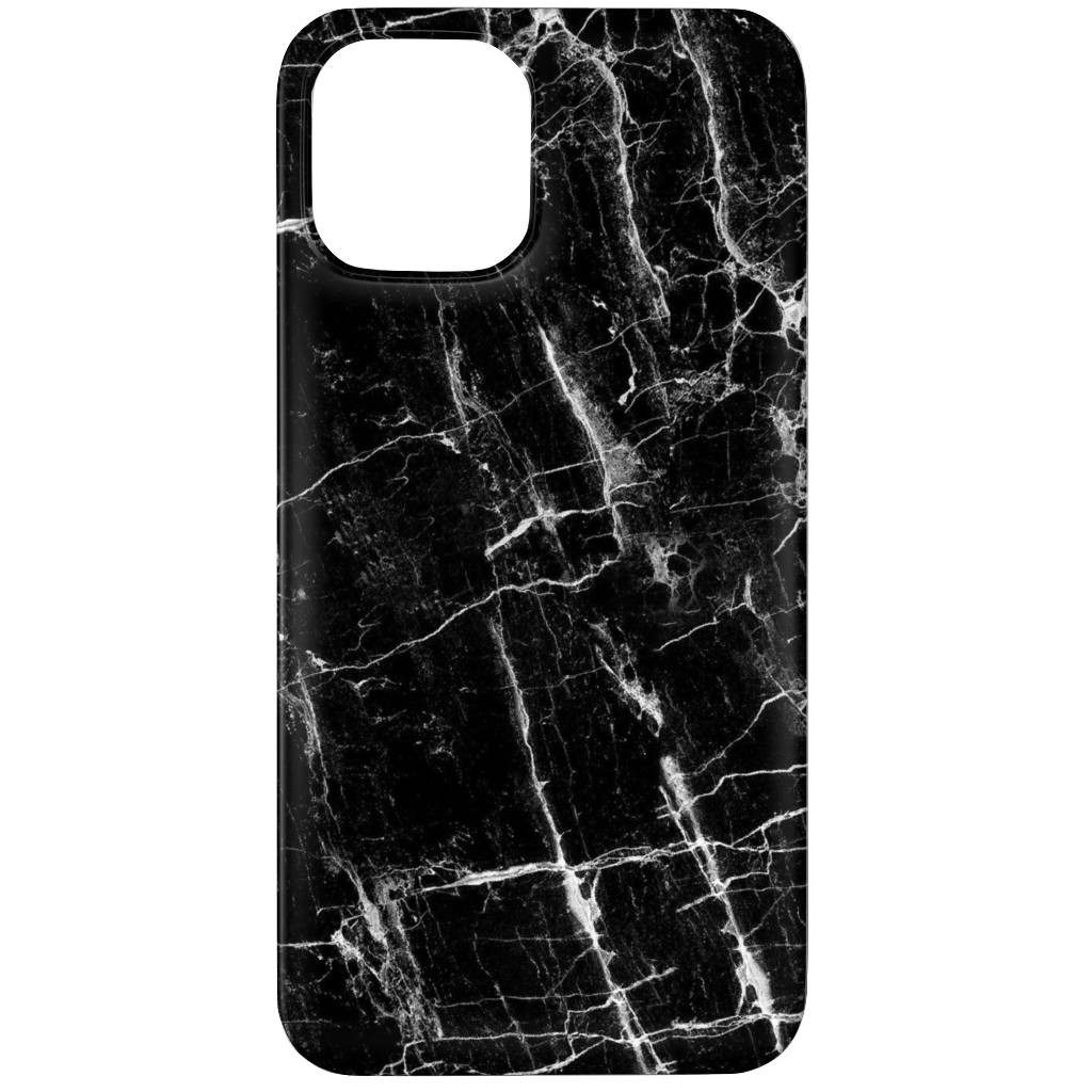 Cracked Black Marble Phone Case, Silicone Liner Case, Matte, iPhone 12 Pro, Black