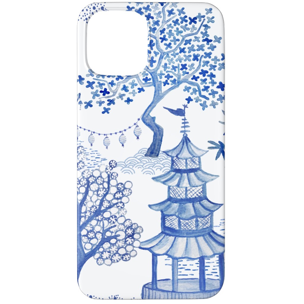 Pagoda Forest in Blues Phone Case, Silicone Liner Case, Matte, iPhone 12 Pro, Blue, True Blue