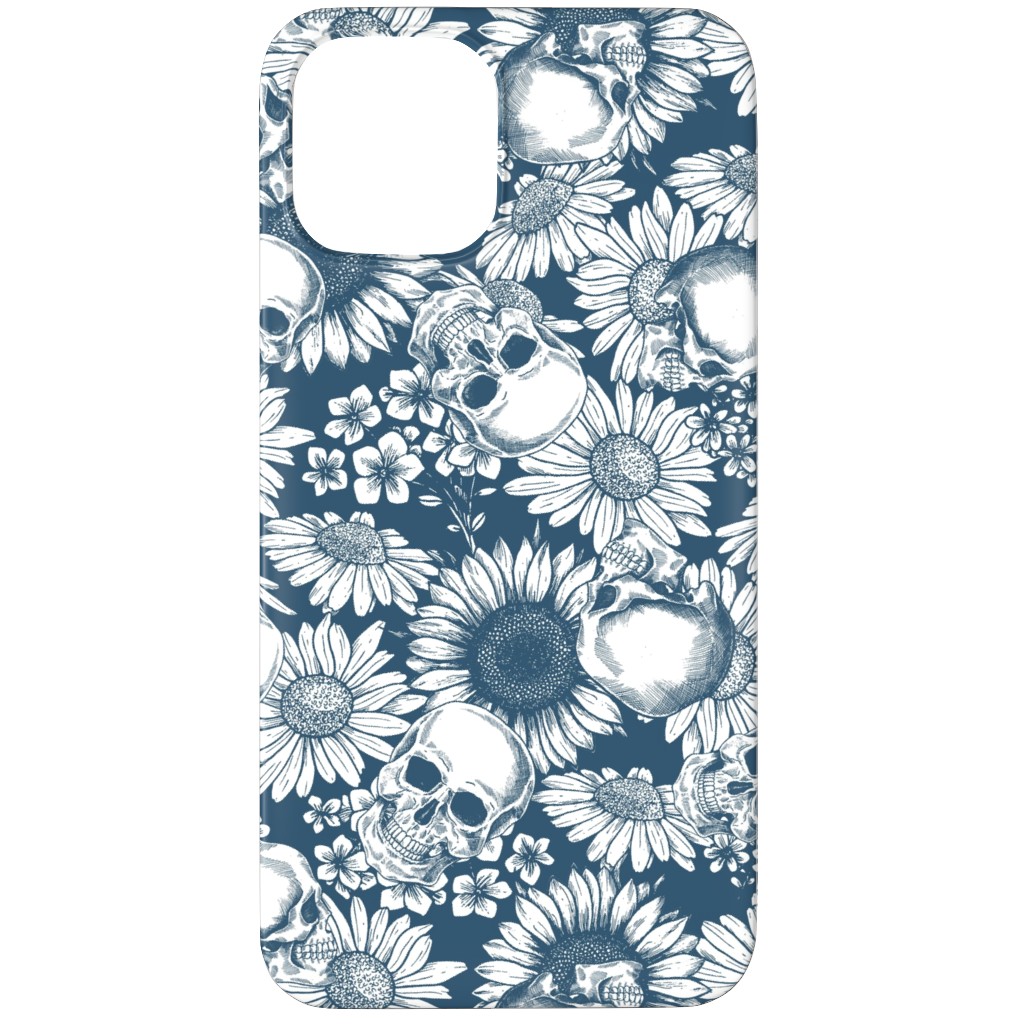 Floral Skull - Blue Phone Case, Silicone Liner Case, Matte, iPhone 12 Pro, Blue