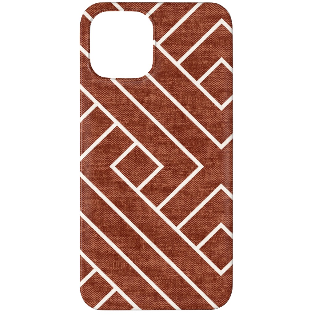 Cadence Geometric Weave - Rust Phone Case, Silicone Liner Case, Matte, iPhone 12 Pro, Red