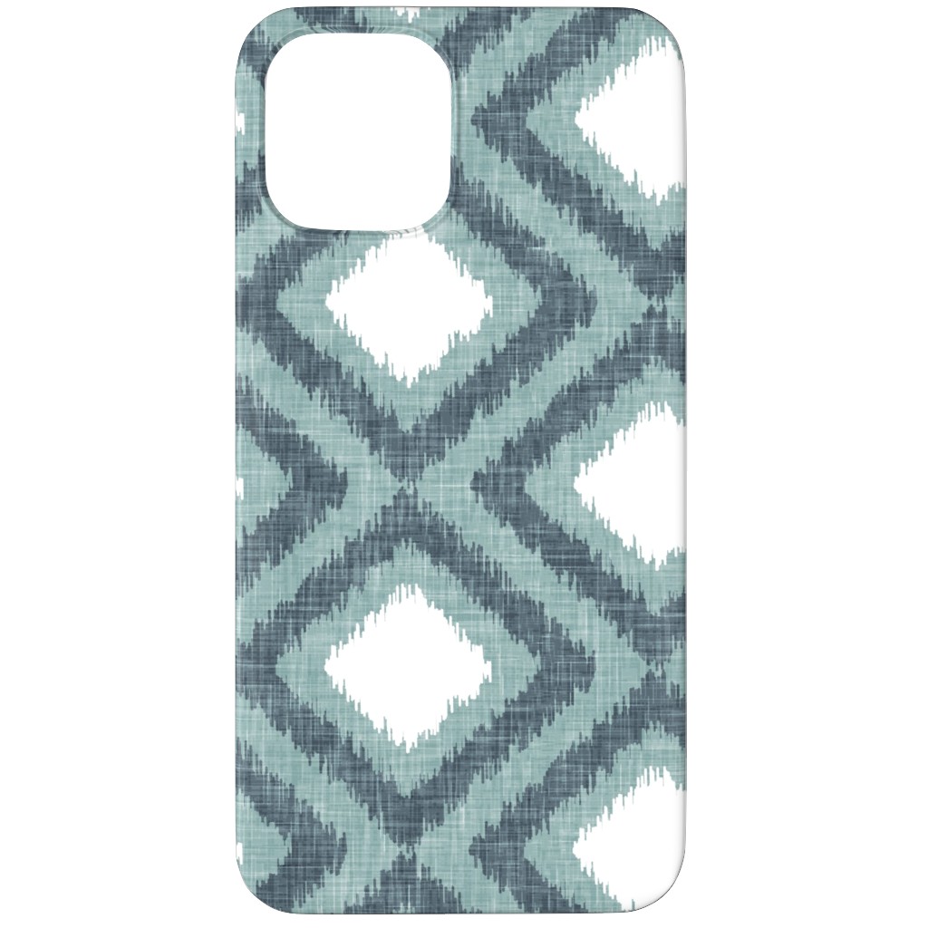 Ikat Diamonds - Dusty Blue Phone Case, Silicone Liner Case, Matte, iPhone 12 Pro, Blue, True Blue