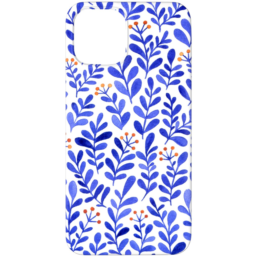 Leaves - Blue Phone Case, Silicone Liner Case, Matte, iPhone 12 Pro, Blue