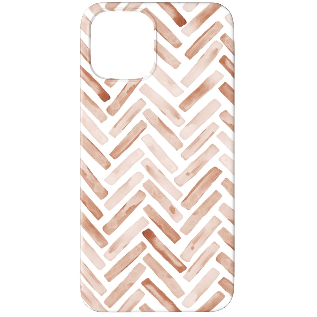 Painted Chevron Herringbone Phone Case, Slim Case, Matte, iPhone 12 Pro, Brown
