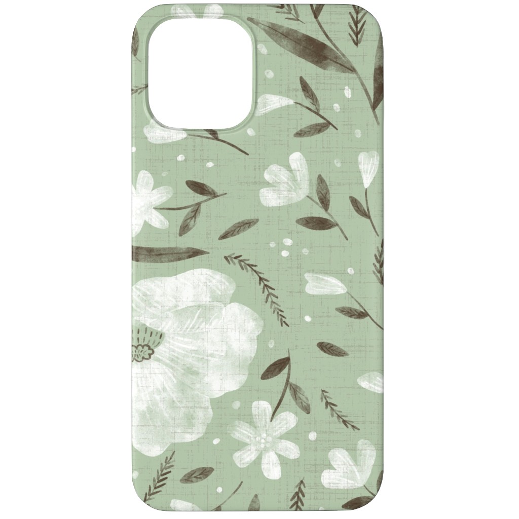 Charlotte Floral - Sage Phone Case, Slim Case, Matte, iPhone 12 Pro, Green, Classic Green