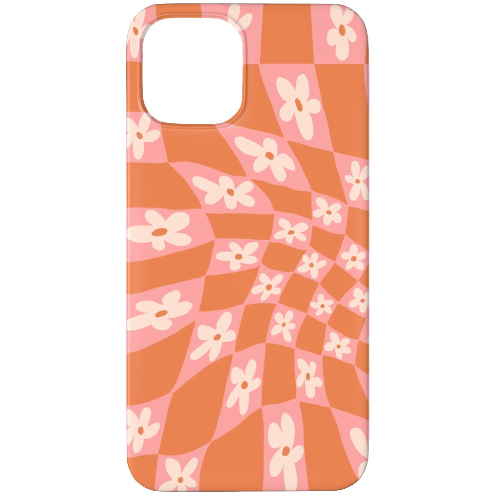 Trippy Chamomile - Floral - Orange and Pink Phone Case, Slim Case, Matte, iPhone 12 Pro, Orange
