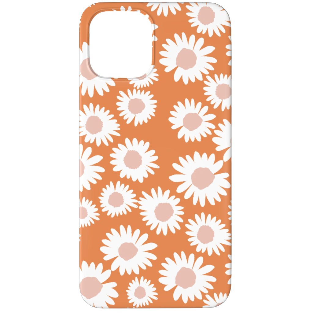 Boho Daisies - Flowers - Muted Orange and Blush Phone Case, Slim Case, Matte, iPhone 12 Pro, Orange