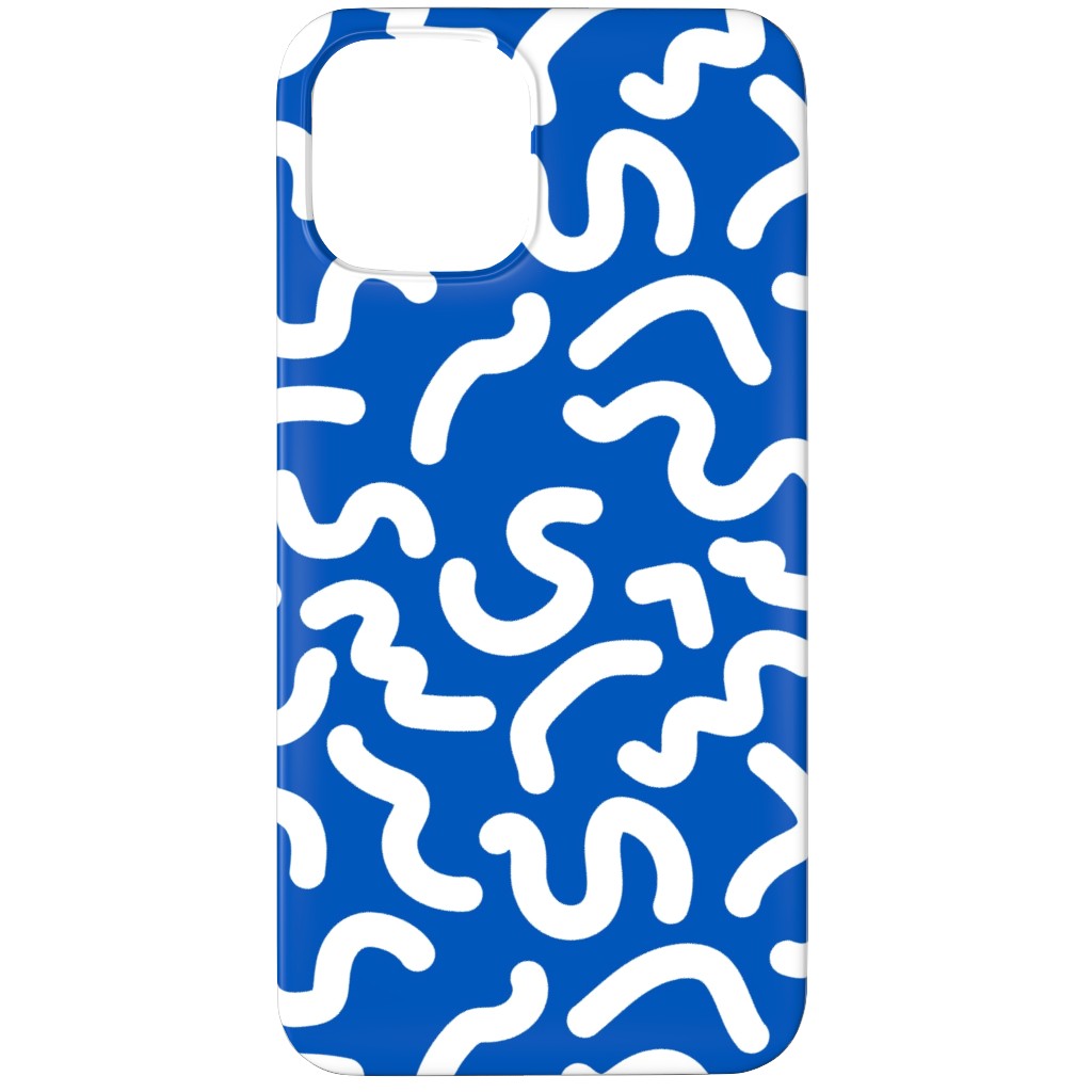 Dark Squiggles - Blue Phone Case, Slim Case, Matte, iPhone 12 Pro, Blue, True Blue