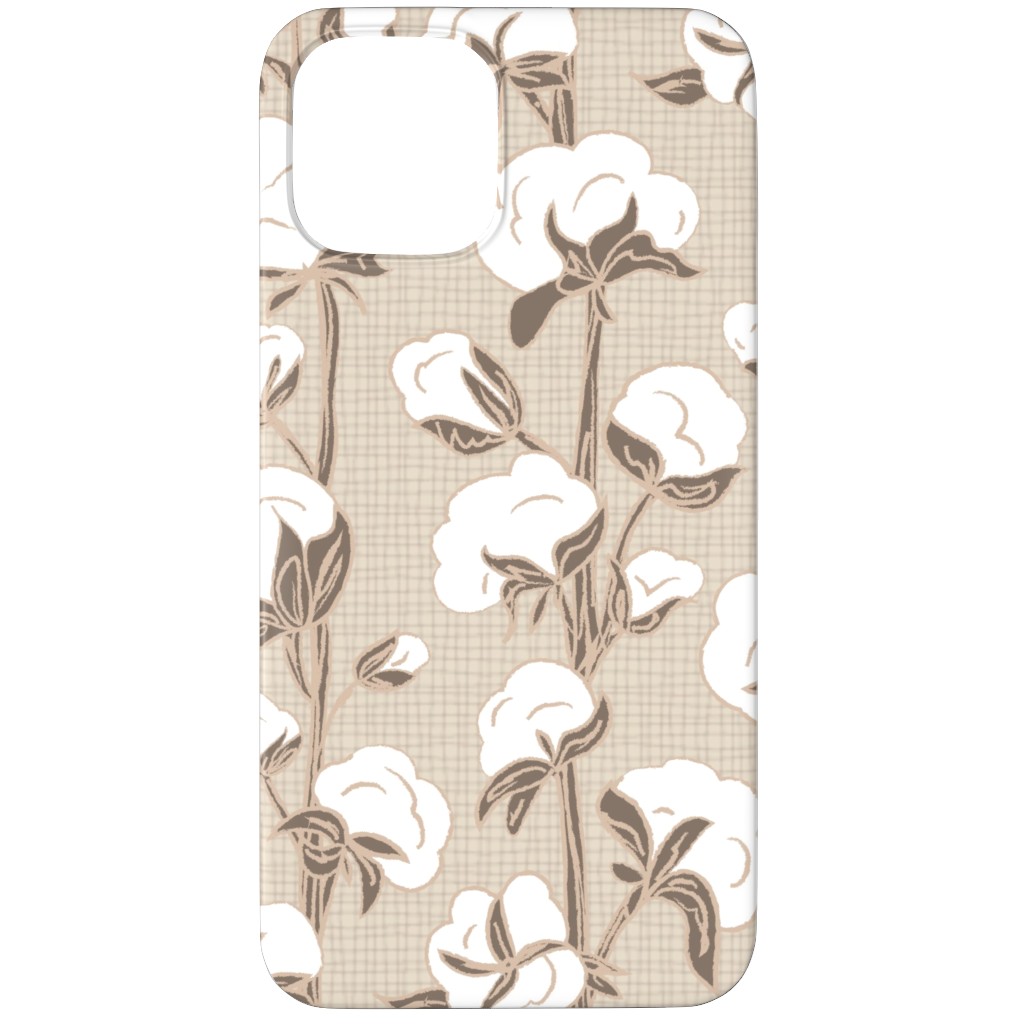 Cotton Stalk Stripe - Brown Phone Case, Slim Case, Matte, iPhone 12 Pro, Beige, Pearl