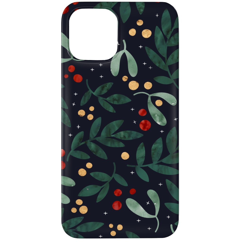 Christmas Berries - Dark Phone Case, Slim Case, Matte, iPhone 12 Pro, Green, Classic Green