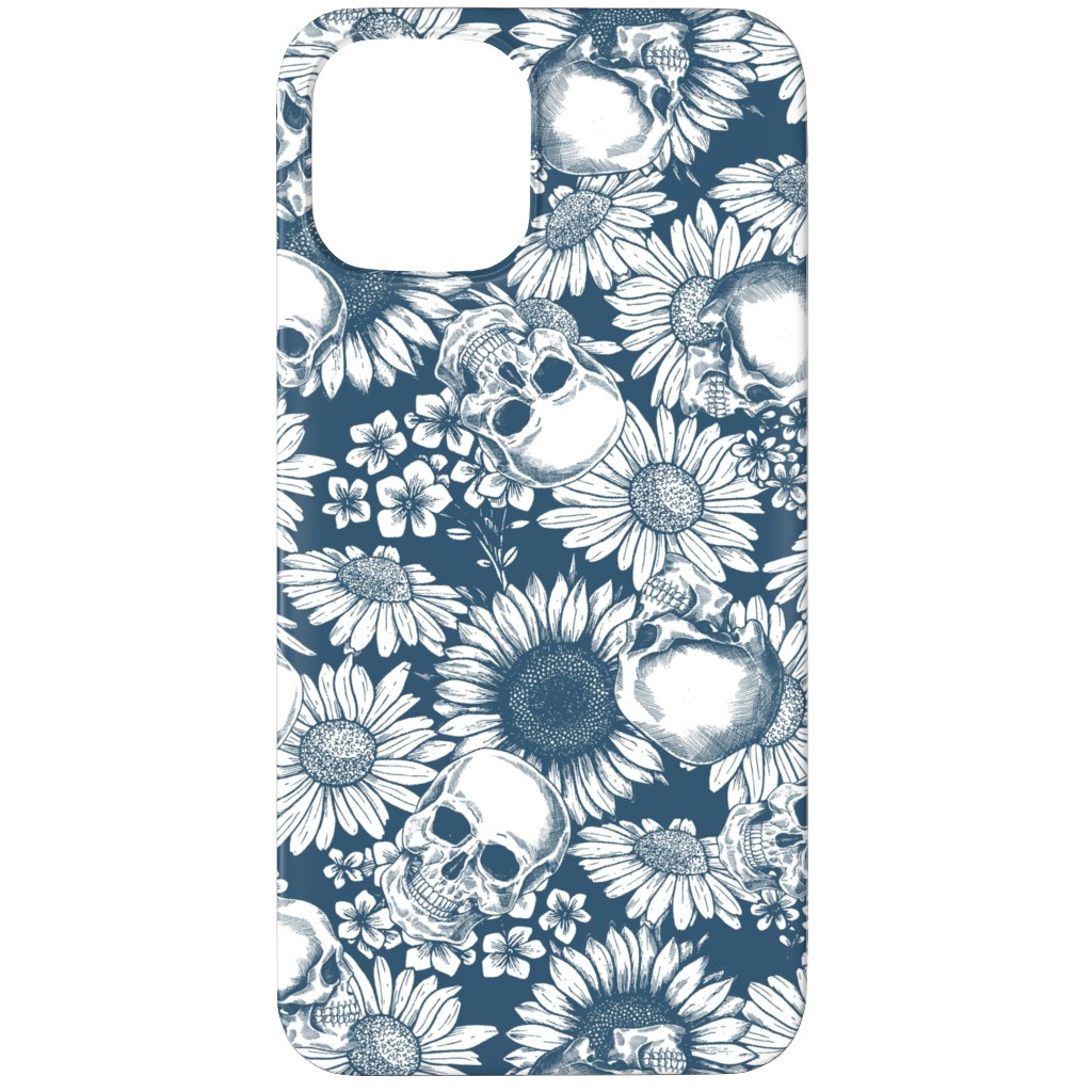 Floral Skull - Blue Phone Case, Slim Case, Matte, iPhone 12 Pro, Blue, True Blue