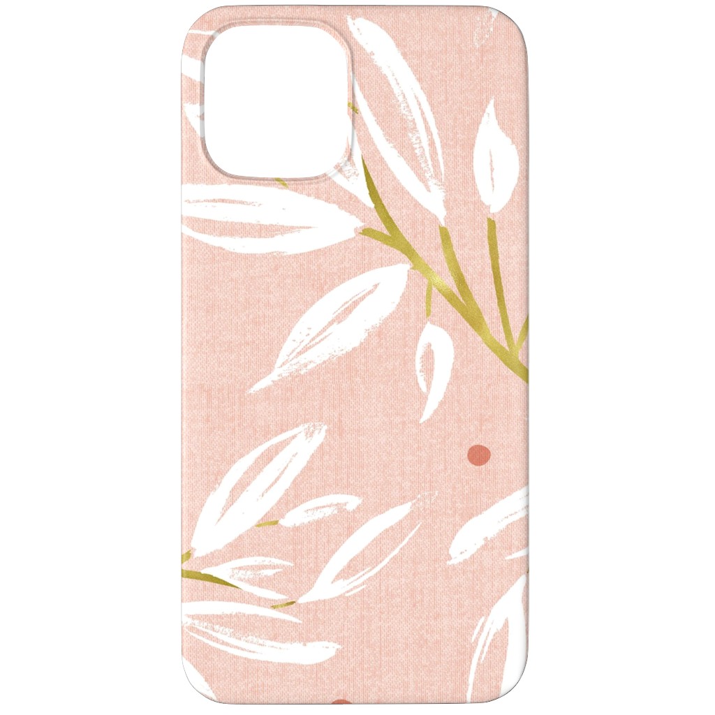 Zen - Gilded Leaves - Blush Pink Large Phone Case, Slim Case, Matte, iPhone 12 Pro, Pink, Bright Pink