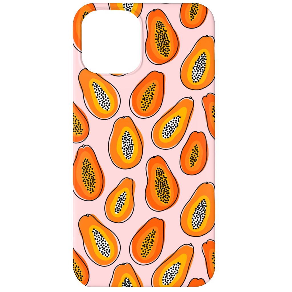 Abstract Papayas - Pink Phone Case, Silicone Liner Case, Matte, iPhone 12, Pink, Bright Pink