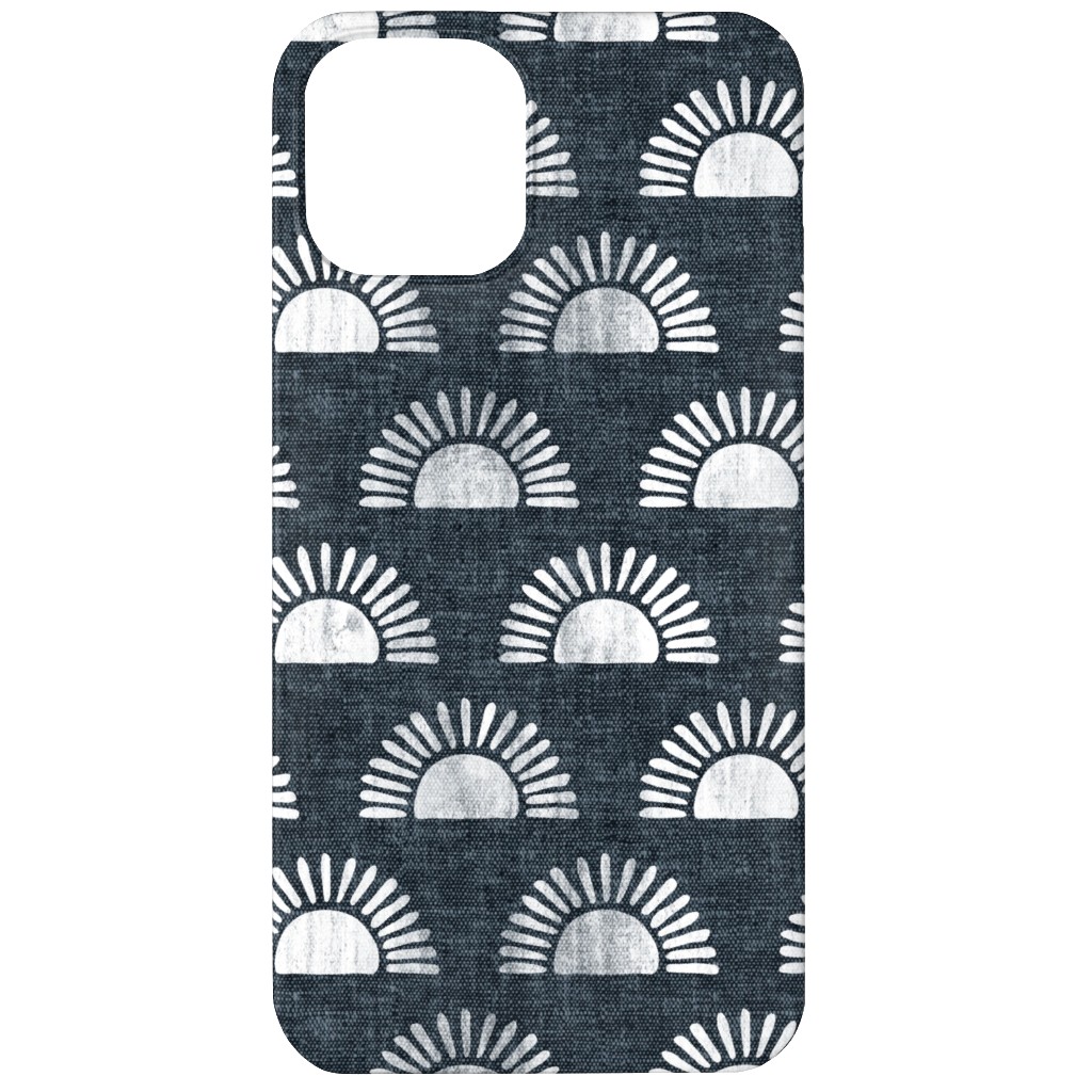 Sunshine Boho Block Print - Blue Phone Case, Silicone Liner Case, Matte, iPhone 12, Blue, True Blue