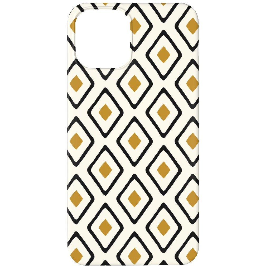 Diamond in Diamond - Caramel, Black and Ivory Phone Case, Silicone Liner Case, Matte, iPhone 12, Beige, Pearl