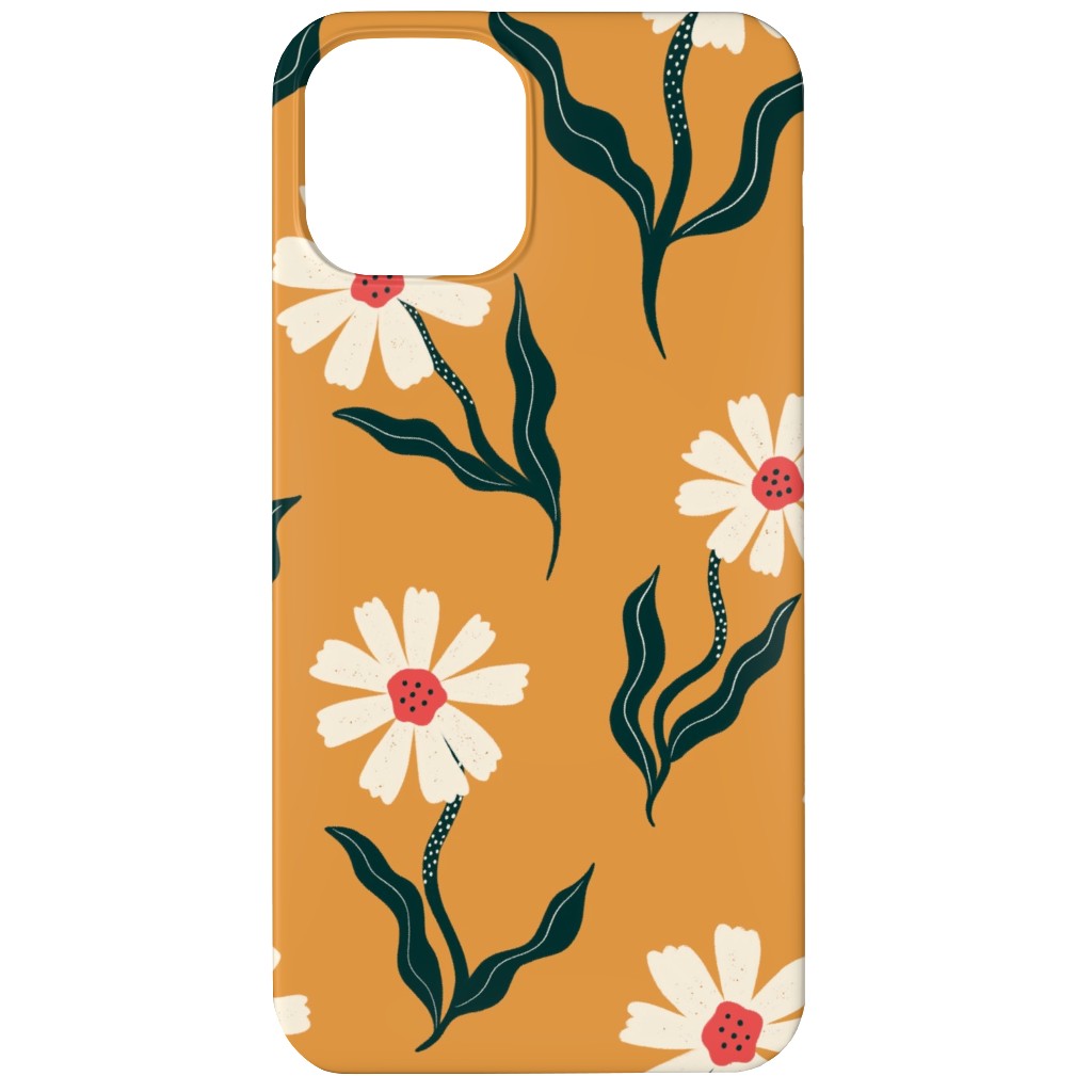 Flower Power - Orange Phone Case, Silicone Liner Case, Matte, iPhone 12, Yellow