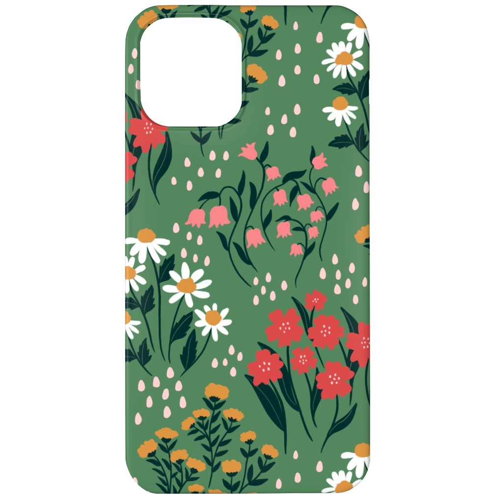 Flowerbed Phone Case, Silicone Liner Case, Matte, iPhone 12, Green