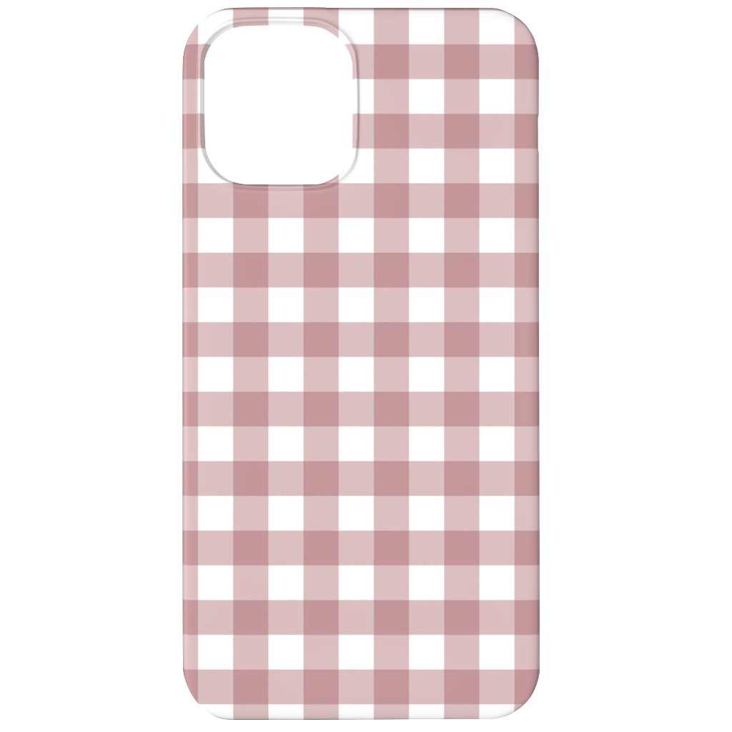 Gingham Check Phone Case, Silicone Liner Case, Matte, iPhone 12, Pink