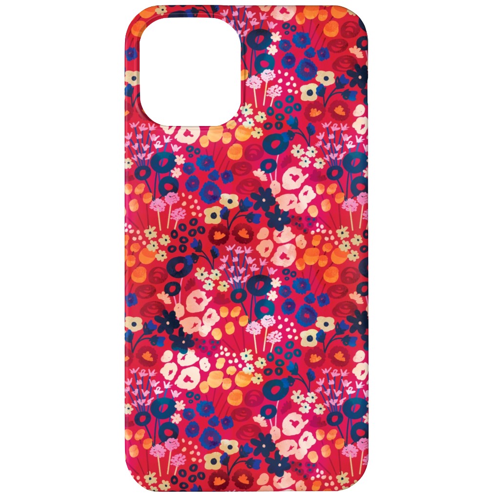 Modern Retro Floral - Multi Phone Case, Silicone Liner Case, Matte, iPhone 12, Multicolor