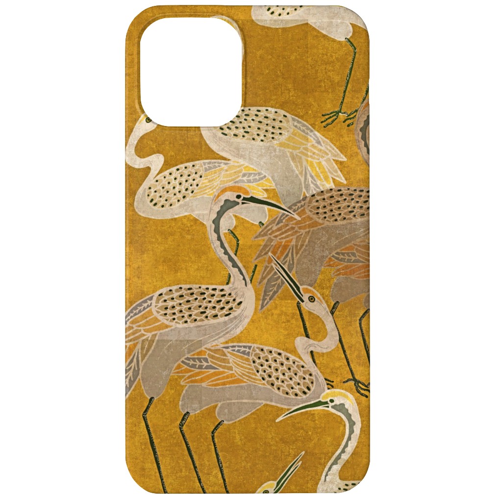 Deco Cranes - Golden Hour Phone Case, Silicone Liner Case, Matte, iPhone 12, Yellow