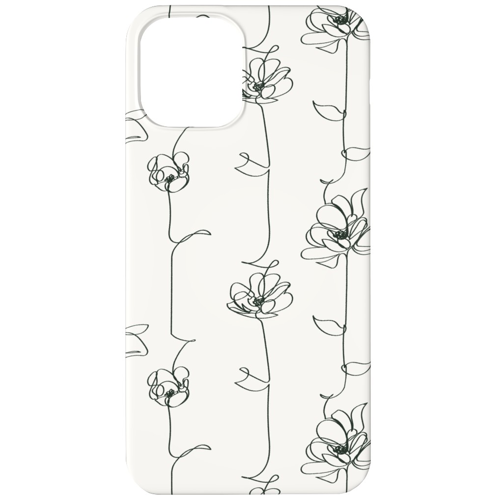 One Line Floral - Light Phone Case, Silicone Liner Case, Matte, iPhone 12, White