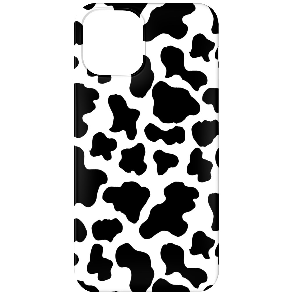 Cow Print - Black and White Phone Case, Silicone Liner Case, Matte, iPhone 12, Black