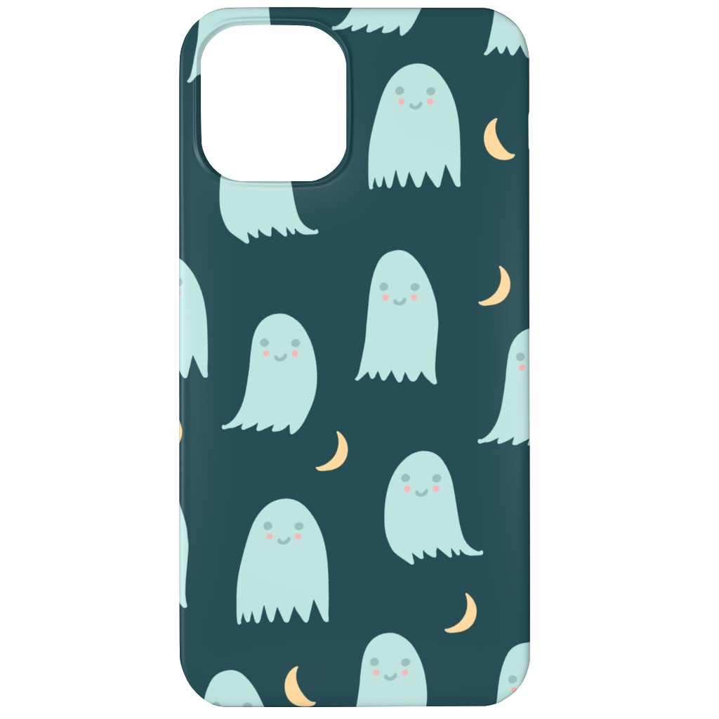 Cute Halloween Ghosts Phone Case, Silicone Liner Case, Matte, iPhone 12, Green