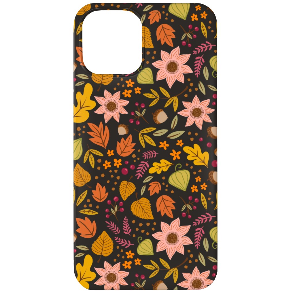 Autumn Floral - Dark Phone Case, Silicone Liner Case, Matte, iPhone 12, Multicolor