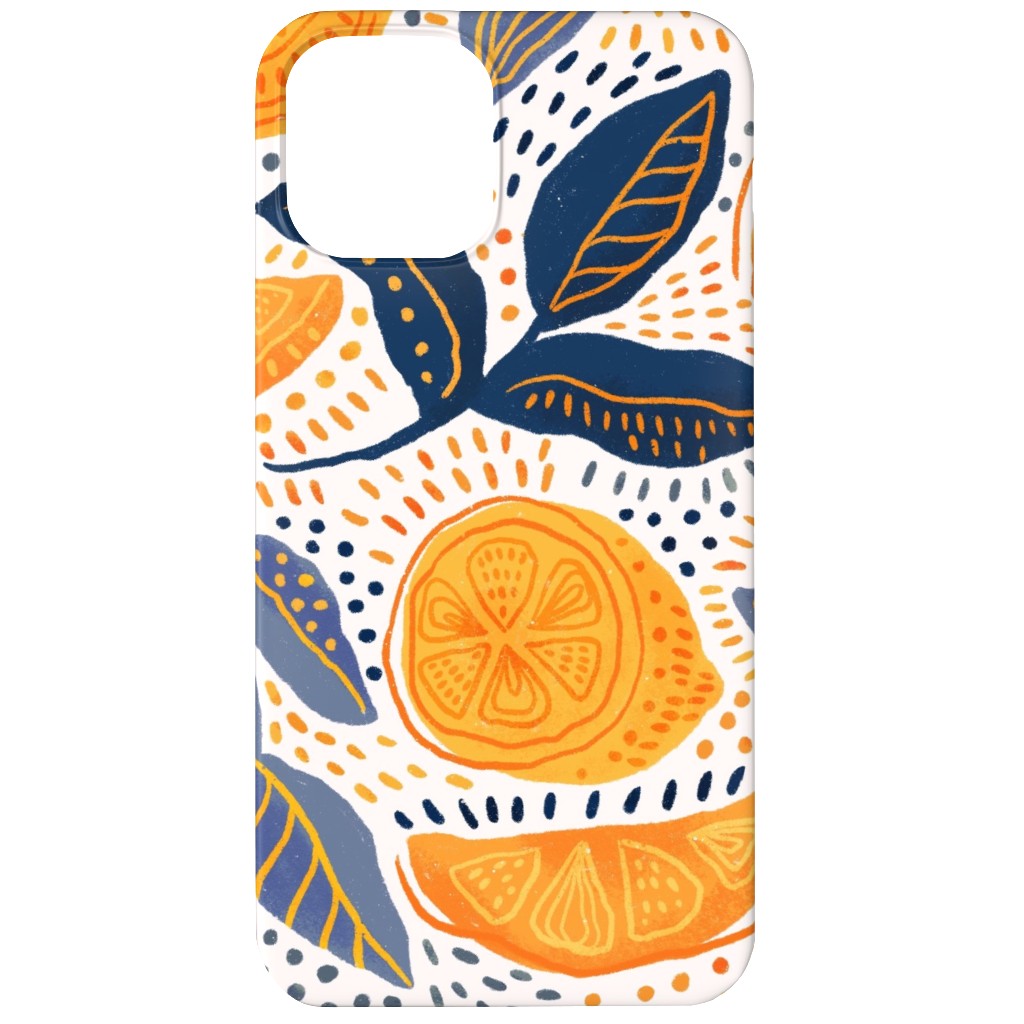 Give Me Those Lemons - Blue and Yellow Phone Case, Silicone Liner Case, Matte, iPhone 12, Yellow