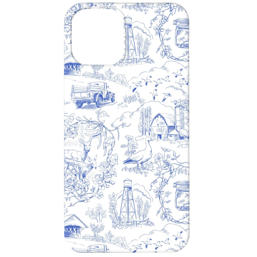Country Living Toile - Blue Phone Case, Silicone Liner Case, Matte, iPhone 12, Blue