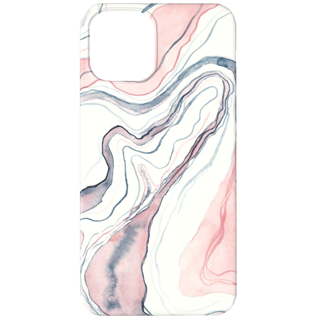 Watercolor Marble Phone Case, Silicone Liner Case, Matte, iPhone 12, Pink, Quartz