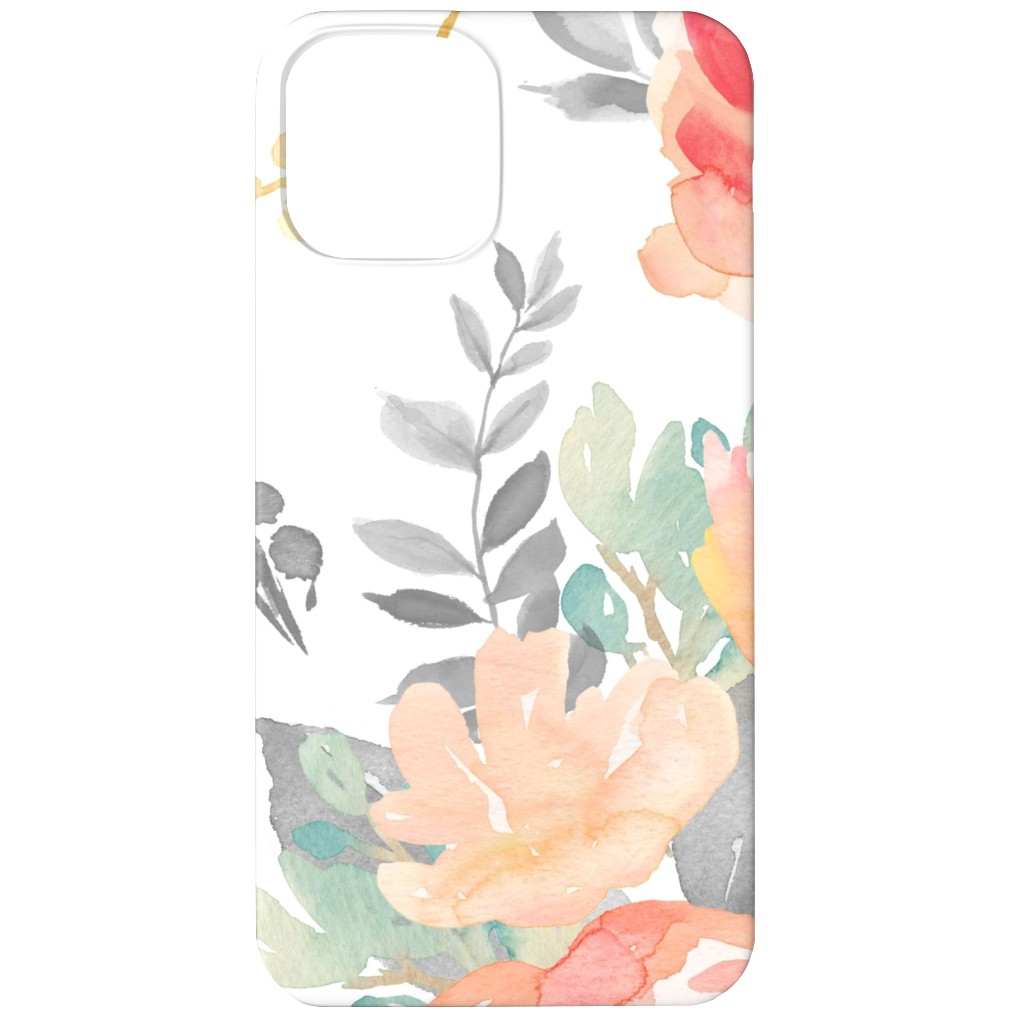Watercolor Florals Phone Case, Silicone Liner Case, Matte, iPhone 12, Orange