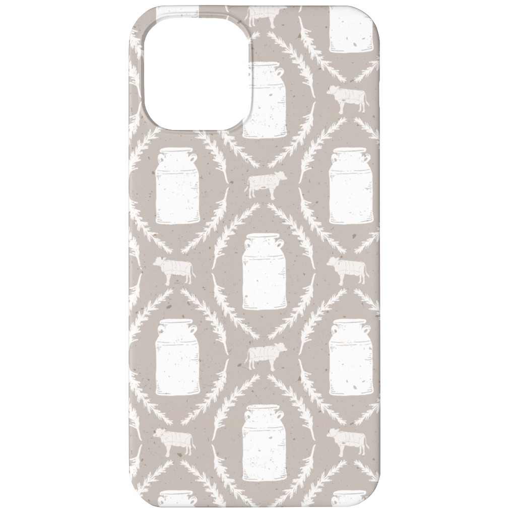 Cow and Farm Fresh Milk Jug Stripe - Brown Phone Case, Silicone Liner Case, Matte, iPhone 12, Beige, Pearl
