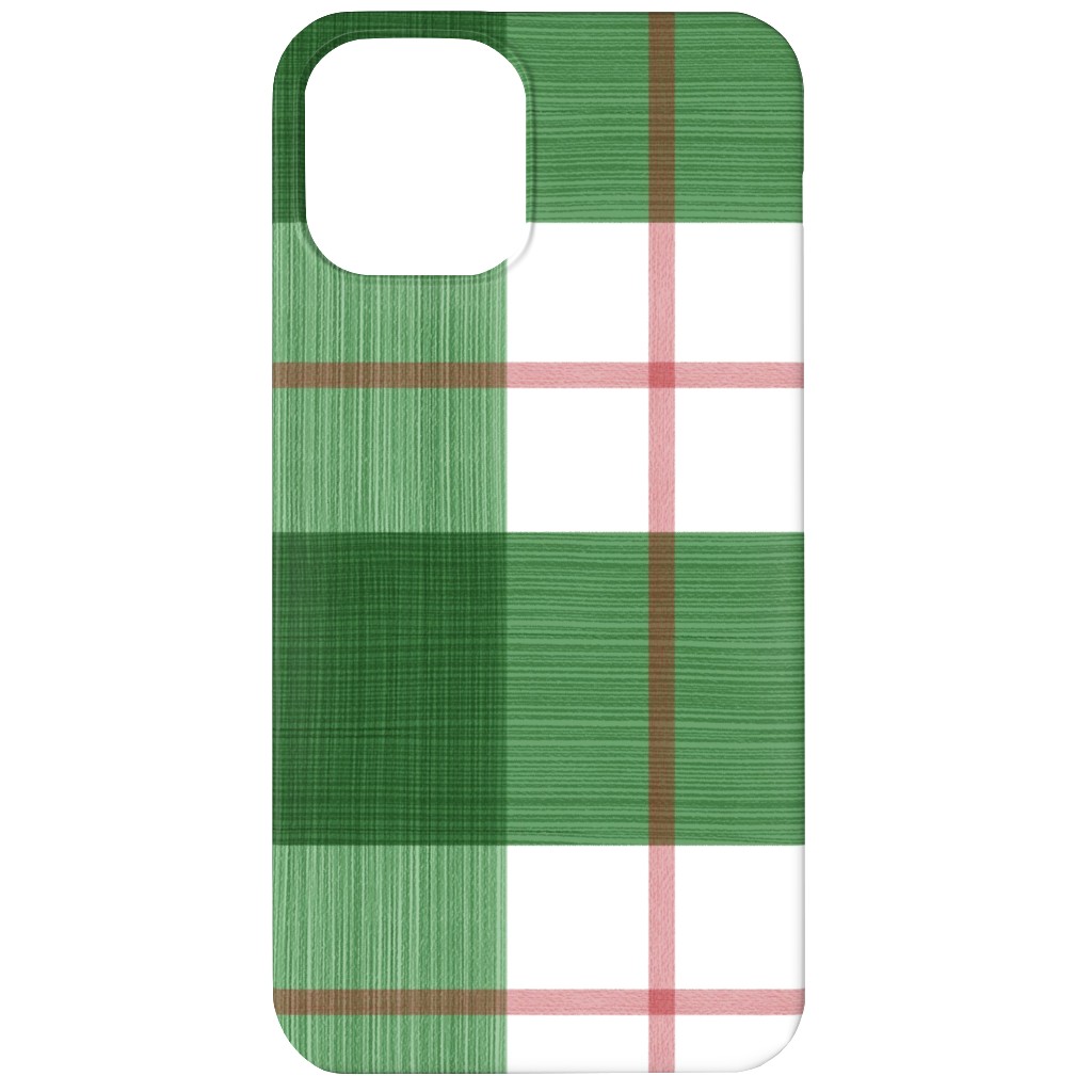 Double Plaid Phone Case, Silicone Liner Case, Matte, iPhone 12, Green