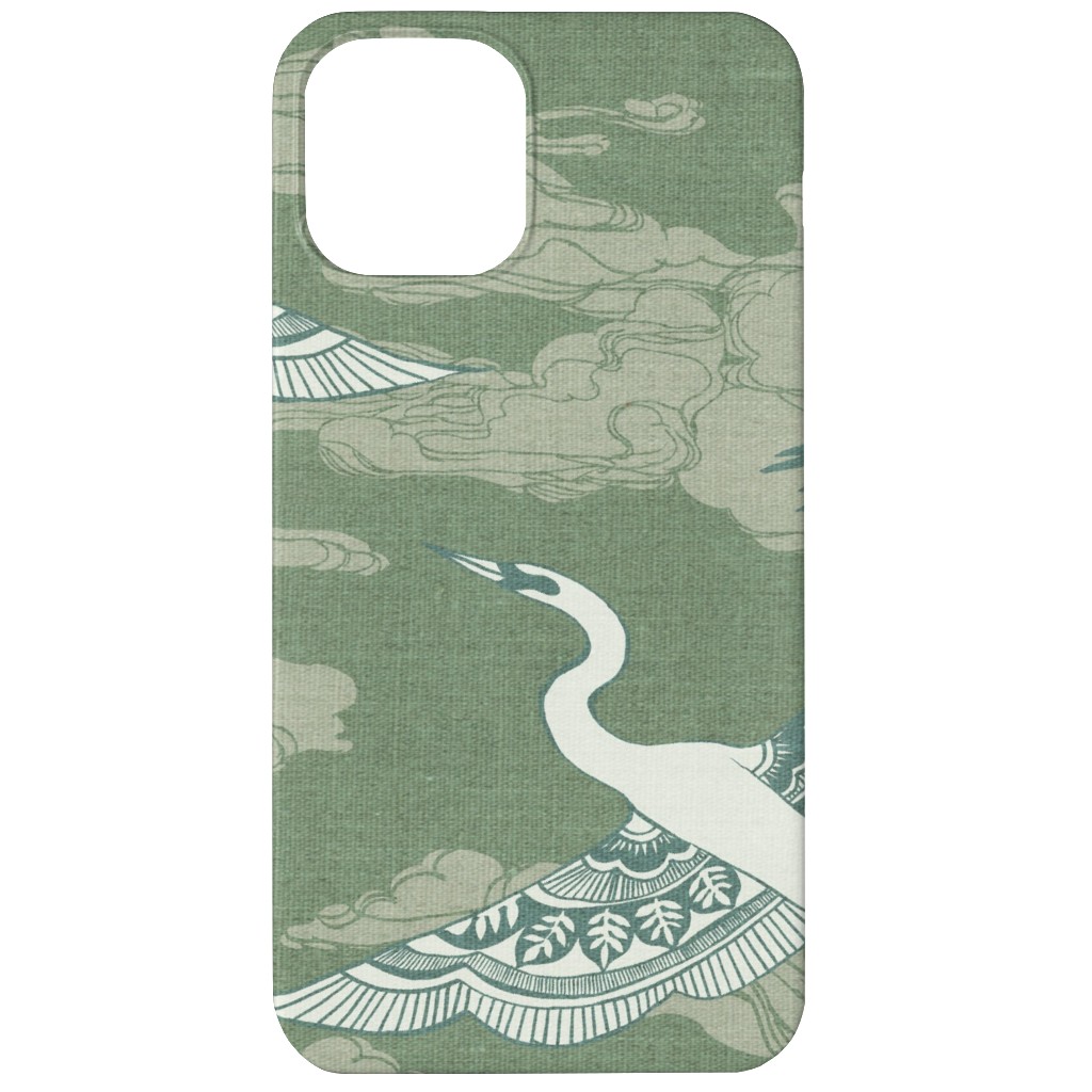 Egrets - Green Phone Case, Silicone Liner Case, Matte, iPhone 12, Green, Classic Green