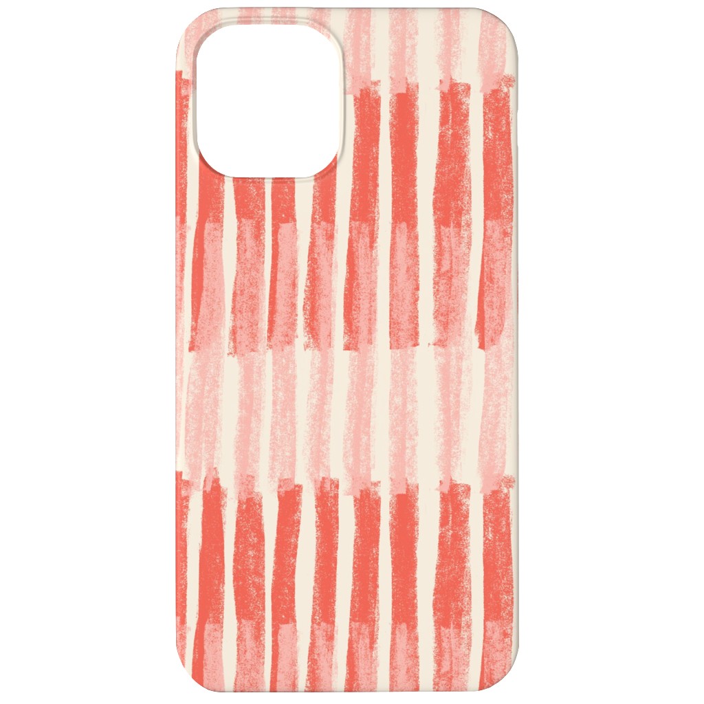 Strips - Coral Phone Case, Silicone Liner Case, Matte, iPhone 12, Pink, Bright Pink
