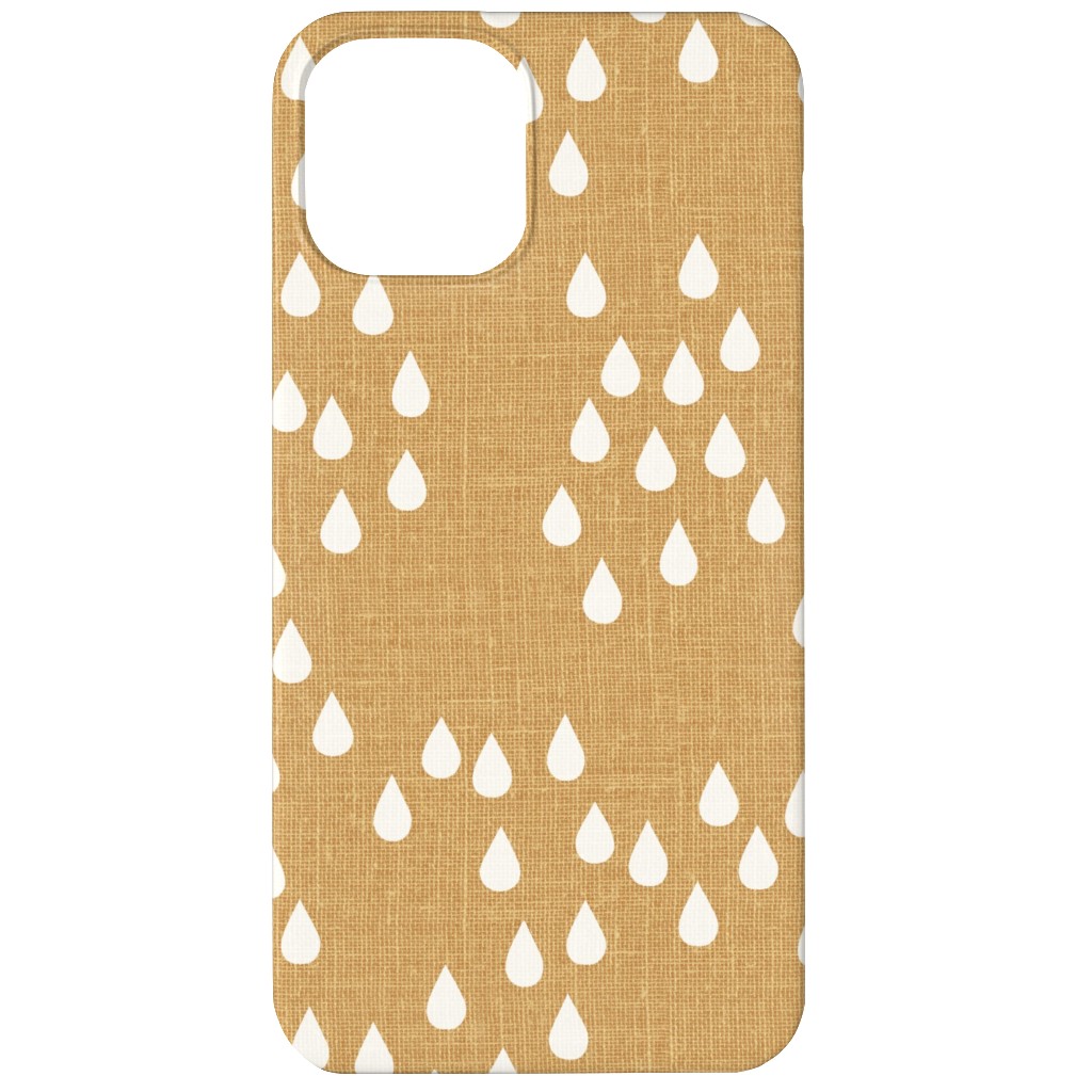 Scattered Rain Drops - Mustard Yellow Phone Case, Silicone Liner Case, Matte, iPhone 12, Yellow