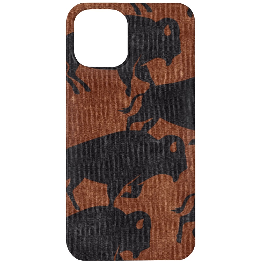 Bison Stampede - Inkwell on Brandywine Phone Case, Silicone Liner Case, Matte, iPhone 12, Brown