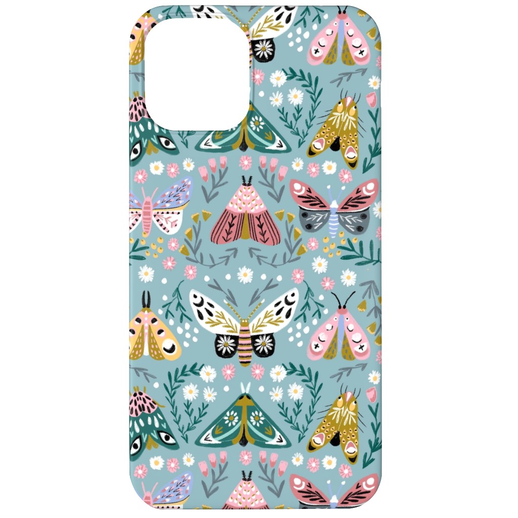 Spring Floral and Butterflies - Blue Phone Case, Silicone Liner Case, Matte, iPhone 12, Multicolor