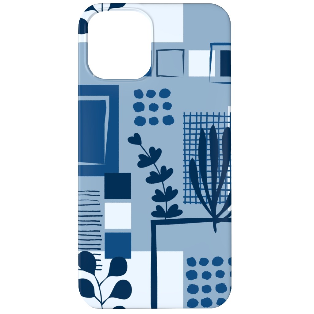 Squared Sea - Blue Phone Case, Silicone Liner Case, Matte, iPhone 12, Blue