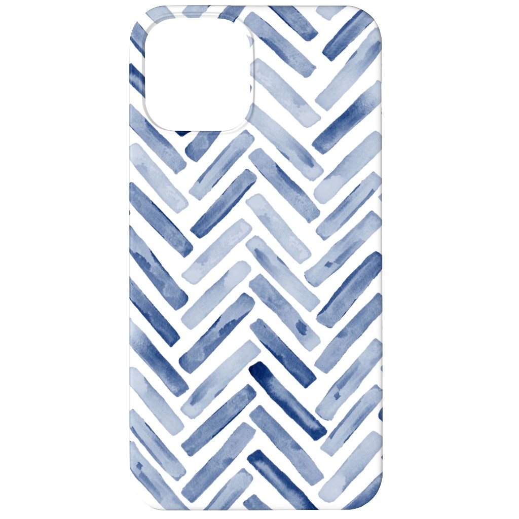 Painted Chevron Herringbone Phone Case, Slim Case, Matte, iPhone 12, Blue, Ultramarine