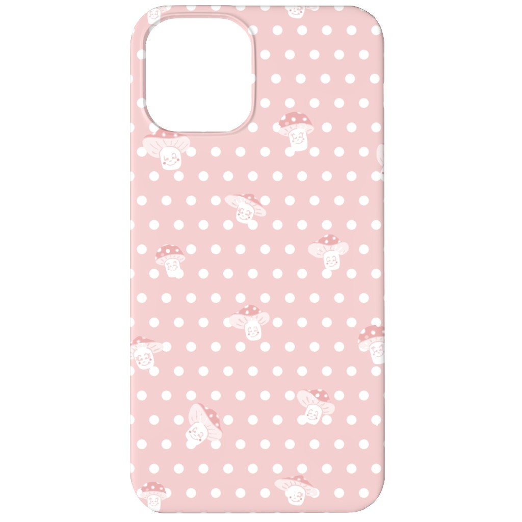 Mushroom and Dots - Pink Phone Case, Slim Case, Matte, iPhone 12, Pink, Bright Pink