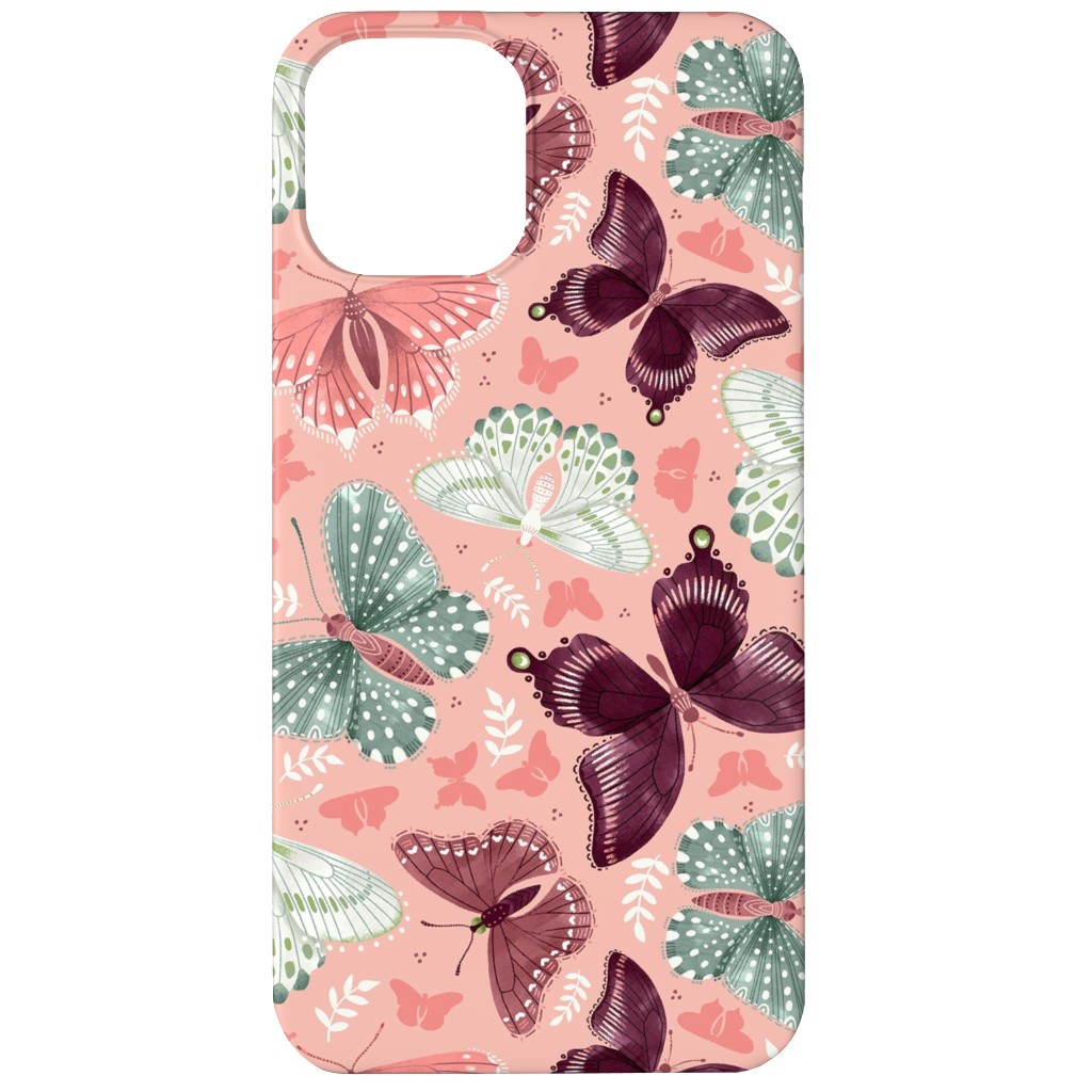 Romantic Butterflies - Pink Phone Case, Slim Case, Matte, iPhone 12, Pink, Bright Pink