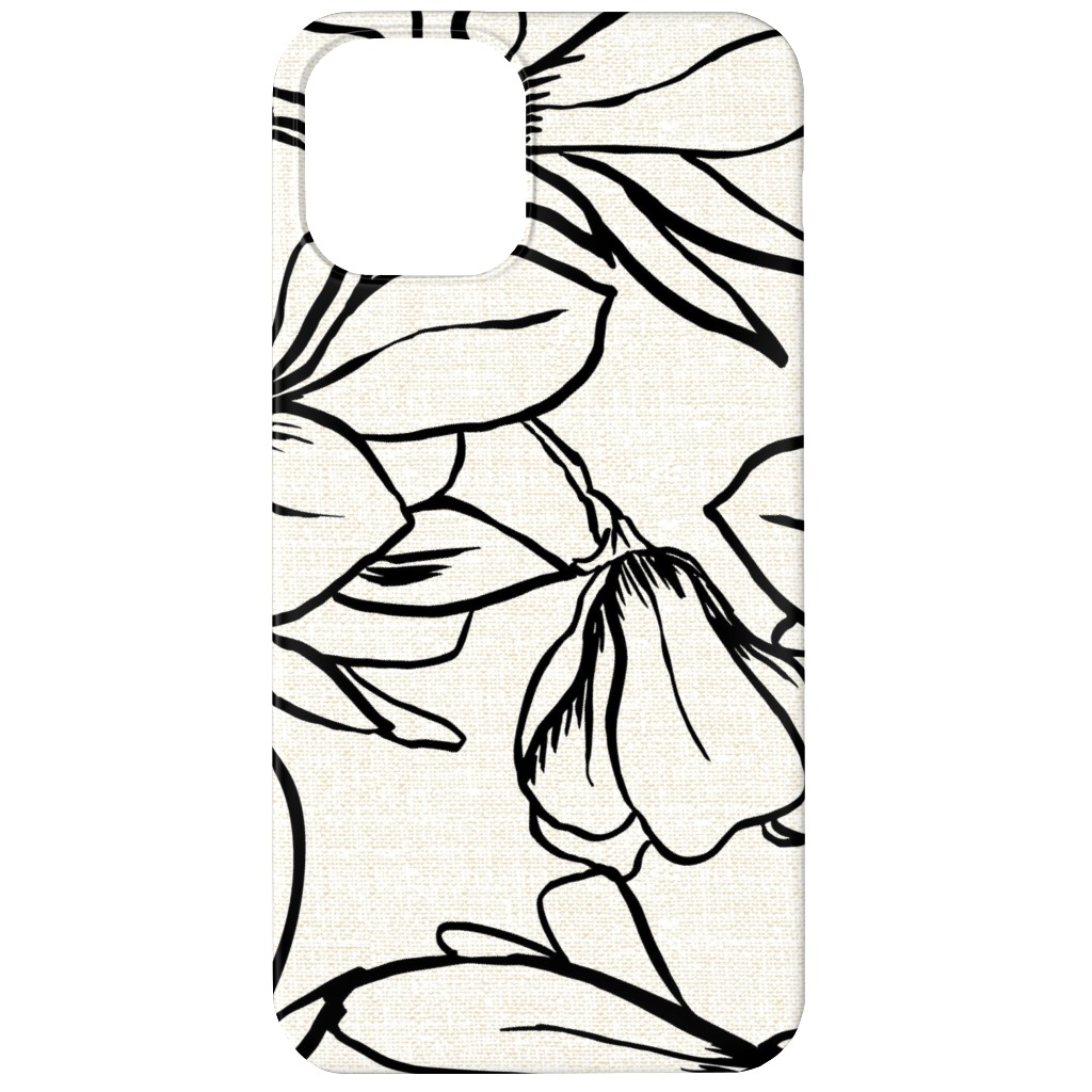 Magnolia Garden - Textured - White & Black Phone Case, Slim Case, Matte, iPhone 12, Beige