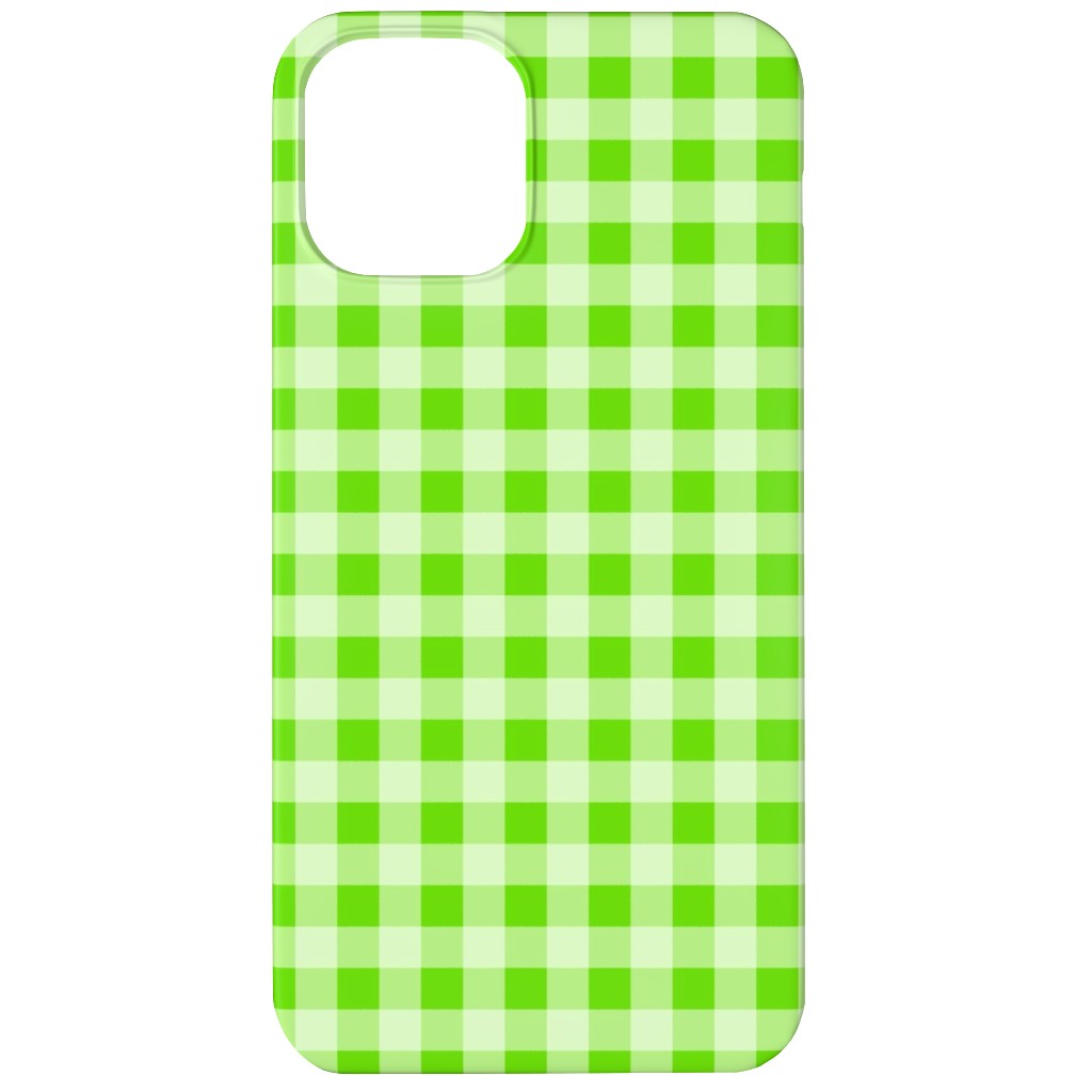 Gingham Checker - Green Phone Case, Slim Case, Matte, iPhone 12, Green, Classic Green