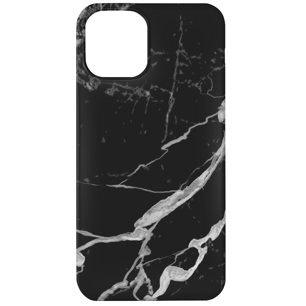 Faux Marble - Black Phone Case, Slim Case, Matte, iPhone 12, Black, Black