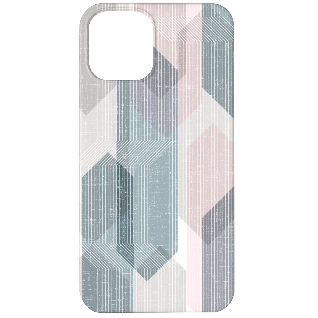 Deco Mod Hex Reflections - Sorbet Phone Case, Slim Case, Matte, iPhone 12, Gray, Gray