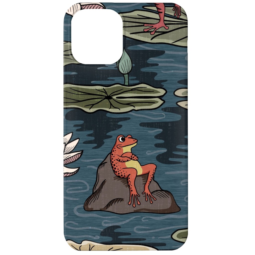 Quirky Frogs Dancing in the Moonlight on Lily Pads Phone Case, Slim Case, Matte, iPhone 12, Blue, True Blue